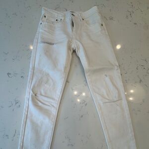 Moussy Vintage White Wash Denim Jeans Frayed Hem Made in Japan Size 25